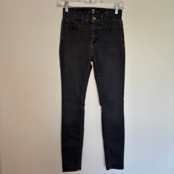 7 FOR ALL MANKIND High Waist Ankle Skinny Jean Womens 24 Charcoal Stretch - Picture 4 of 7